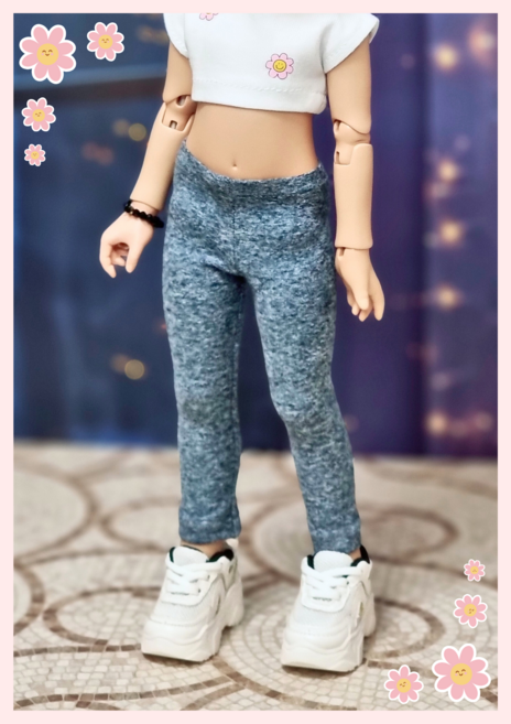 #파올라레이나 32cm 옷( 청 눈꽃 슬림 레깅스 )[마구샵]#구체관절인형#bjd#인형옷#다락아이#관절바디#완제품, 1개