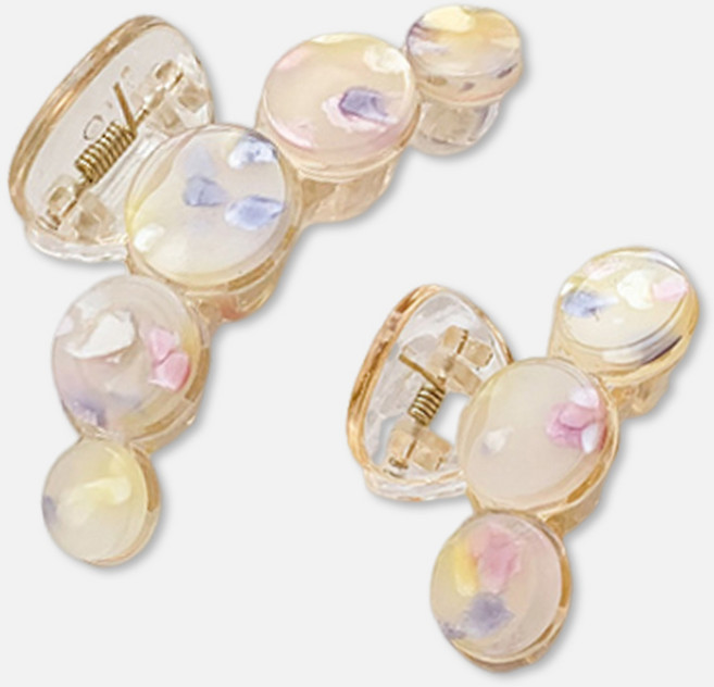 올림머리 반묶음 당고 헤어핀 마블 쉘 자개 여성스러운 고급 머리핀 빅 미니 긴머리 단발 헤어 집게핀 2종 세트 플라워쉘자개집게핀2종세트