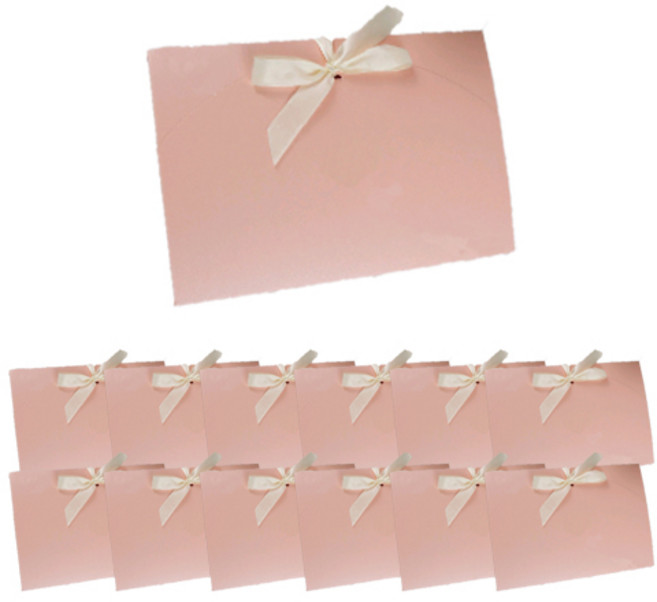 에스피 글로벌 선물용 리본 종이 상자 12개, 1팩, 핑크