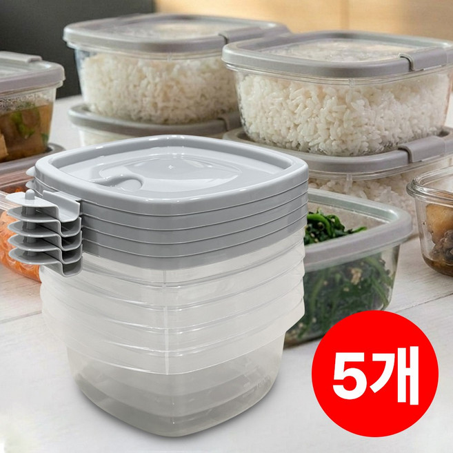소미온 간편 전자레인지 용기 냉동밥 소형 밀폐용기 350ml, 5개, 라이트그레이
