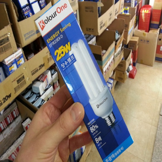 장수램프/안정기내장형 EFQU25EX-D 25W/주광색/전구색/전구/전기교체/전구형삼파장램프/형광램프/LED, 장수 삼파장전구25W-주광색(하얀색), 1개