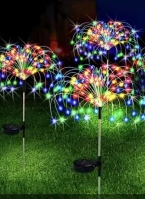 太陽能 盆栽插立式 彩色閃亮滿天星 聖誕/中秋/新年節慶裝飾燈 折叠杆*烟花灯单支装200灯 颜, 1個, 折叠杆*烟花灯单支装200灯  颜