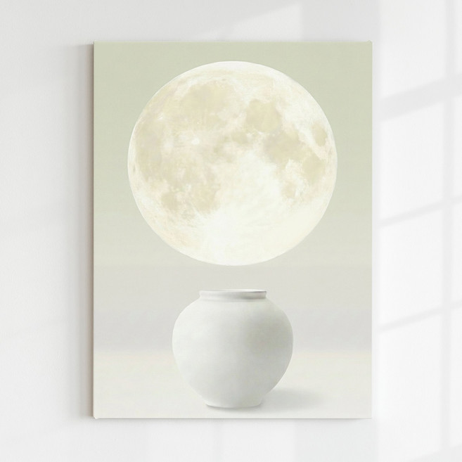 [인메이블] 돈들어오는 담월 파스텔 달빛 달항아리 4종 그림 캔버스 액자 풍수 인테리어 집들이 풍경 추상화, 02.LD_청월 달항아리