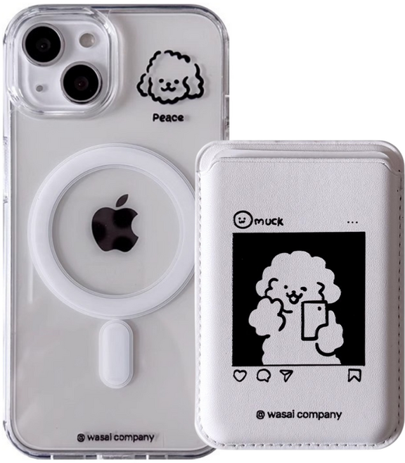 아이폰 맥세이프 케이스 캐릭터 카드수납 홀더 2장 세트