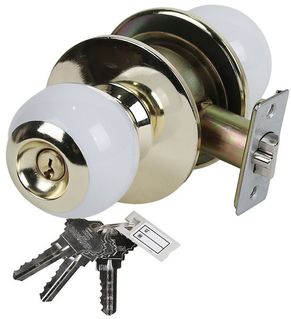 (NW) Wing 8300G 실버 골드 방문 원형손잡이 실린더 열쇠형, 화이트, 2개