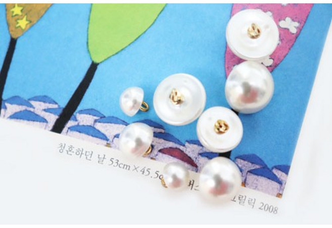 동대문 의류부자재 진주 반콩금속꼬다리 단추, 8mm(10개)