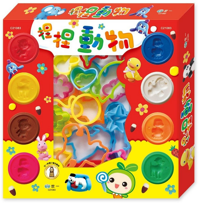 世一 黏土美髮師 捏捏ABC 123 動物 8色黏土, 1個, 捏捏動物8色黏土