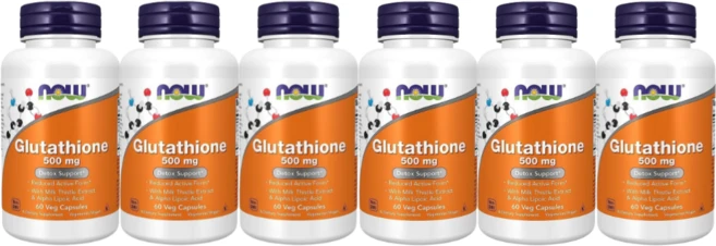 NOW FOODS나우푸드 글루타치온 500mg Amino Acid Veggie Capsules Glutathione, 60정, 6개 - 쿠팡