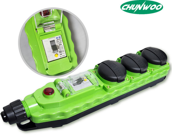 방우형 콘센트 3구 ELB 내장형 산업용 멀티콘센트, 1개