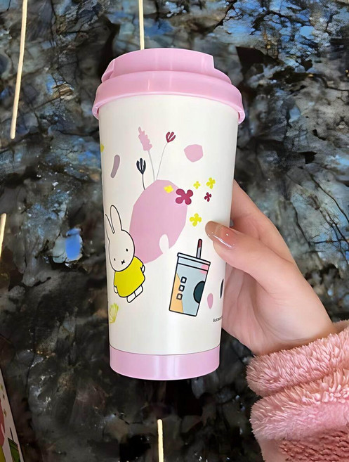 대용량 스테인리스 보온 텀블러 빨대컵 유리컵 선물용, 1개, 1L, 미피 콜라보 304 473ml