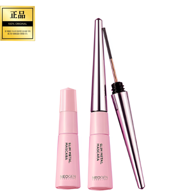 블리Store [본사 출고 정품] 네오젠 슬림 메탈 마스카라 본품+리필 # 메탈봉으로 한올한올 완벽 컬링 #48시간 지속 #6중프루프 #뭉침ZERO, 블랙,본품+리필, 2개