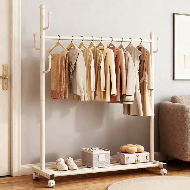 튼튼한 이동식 행거 다용도 철제 스탠드행거 선인장형 행거, 화이트
