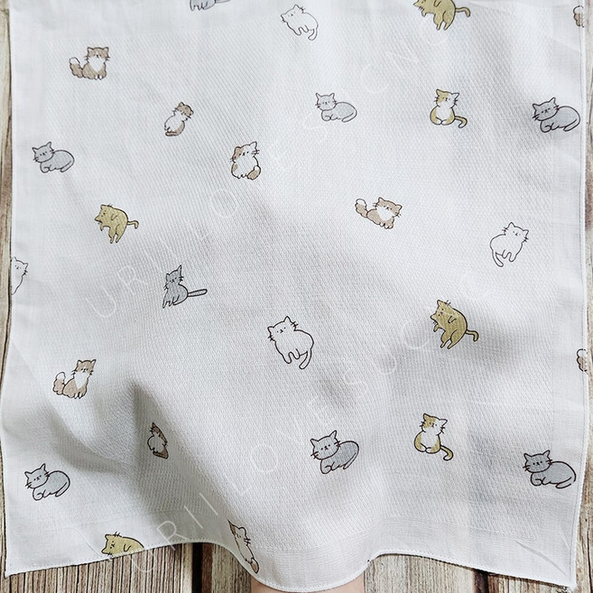 국산 순면 무형광 엠보면 나염 가제 손수건 총10장, 30.냐옹이, 10개