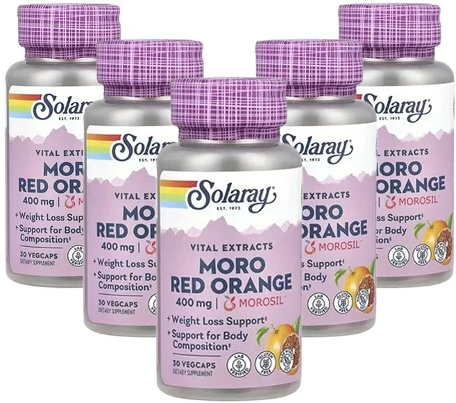 솔라레이 바이탈 추출물 모로 레드 오렌지 400mg 30베지캡슐, 5개, 30정 - 쿠팡