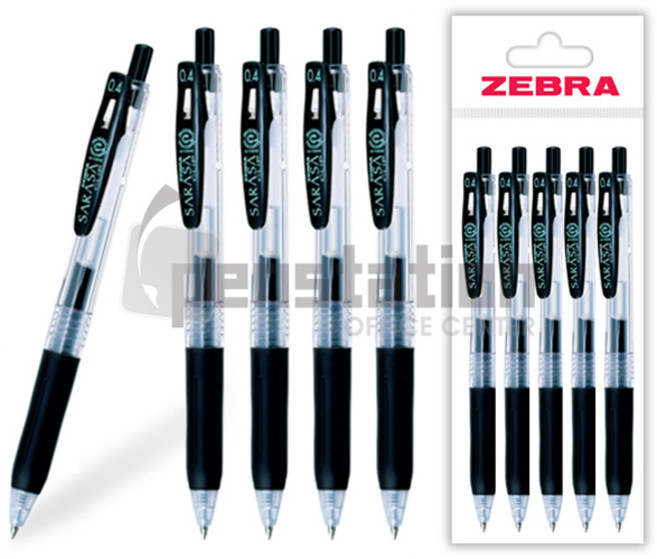 제브라 사라사 클립 중성펜 0.4mm 5개 세트, 사라사클립 0.4mm 블랙5개 세트