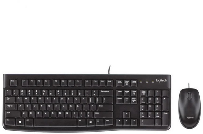 Logitech 羅技 MK120 有線鍵盤滑鼠組 防濺灑設計 高解析度光學追蹤, 黑色, 普通型