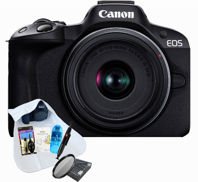 포토리뷰이벤트 EOS R50+RF-s 18-45mm IS STM KIT+액정보호필름+포켓융+청소도구+리더기+ MCUV 필터 /WJK, 블랙