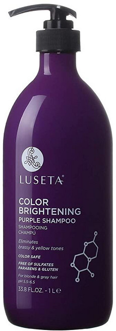 Luseta 금발 및 흰머리용 컬러 브라이트닝 퍼플 샴푸 - 코코스 누시페라 오일이 함유되어 모발에 영양을 공급하고 수분을 공급하며 컨디셔닝하는 데 도움이 됩니다. 황산염 프리