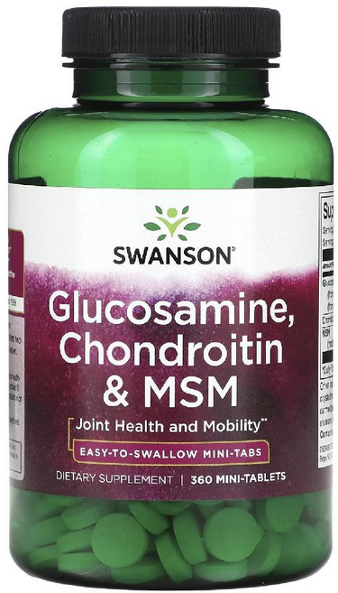 Swanson 글루코사민 750mg 콘드로이틴 600mg MSM 300mg 복합 glucosamine Chondroitin, 2개, 360정