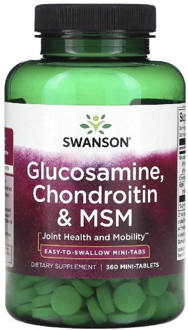 Swanson 글루코사민 750mg 콘드로이틴 600mg MSM 300mg 복합 glucosamine Chondroitin, 2개, 360정 - 쿠팡
