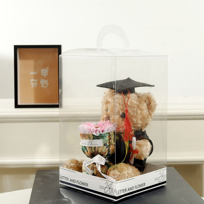 畢業小熊花束禮盒，附贈太陽花束, 1個, 畢業小熊禮盒 / 粉色 禮盒需自行組裝