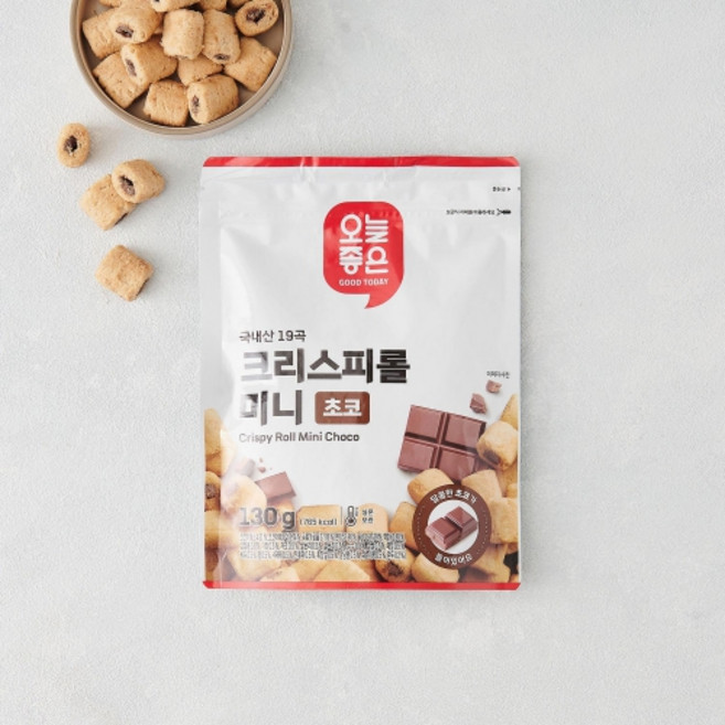 오늘좋은 국내산 19곡 크리스피롤 미니 초코 130g, 1개