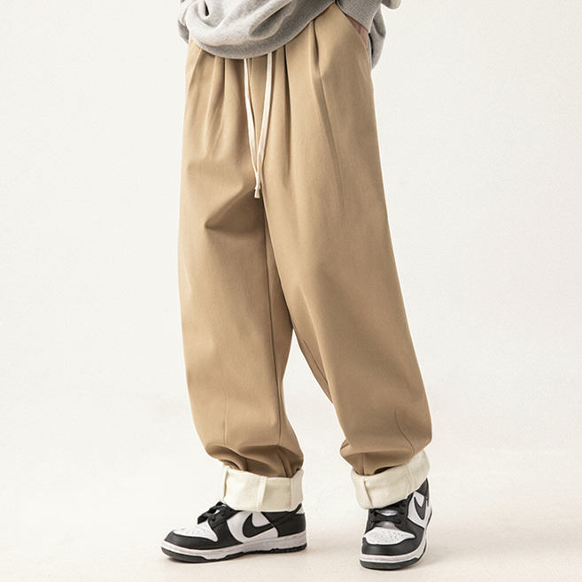 HANYO 순면원단 남녀공용 베이직 캐주얼 스타일 기모 롱 팬츠