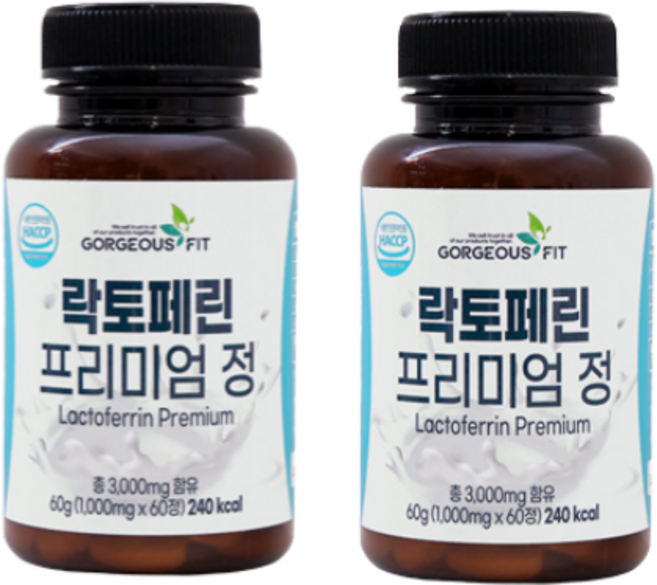 골저스핏 락토페린 프리미엄정 60정 x 1개 (2개월분) 3000mg 함량업 모로오렌지 함유, 2개