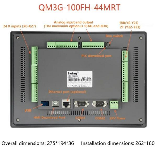 Coolmay HMI PLC 터치 스크린 QM3G-100FH 디지털 프로그래밍 가능 로직 컨트롤러 올인원 머신 30 릴레이 출, 05 QM3G-100FH-44MRT, 14) QM3G-100FH-44MRT, 14 QM3G-100FH-44MRT