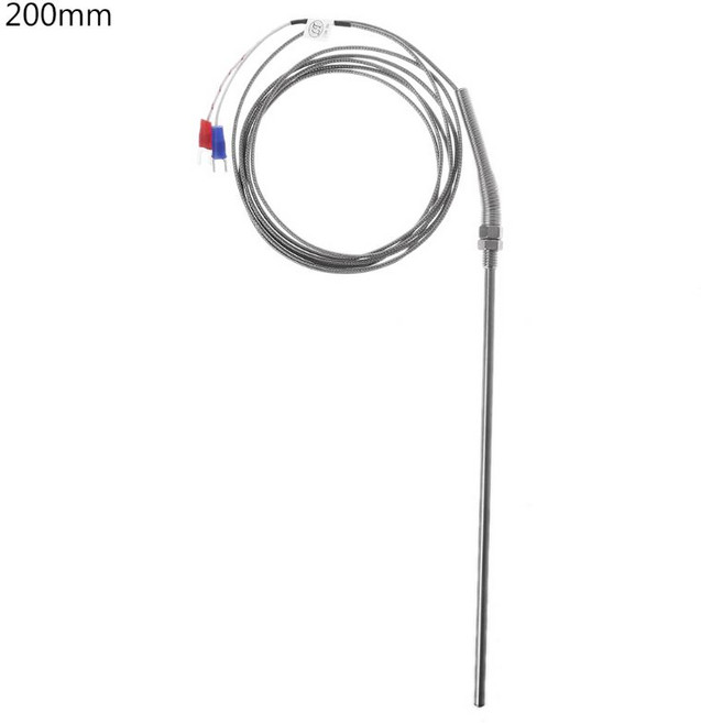 K 타입 열전대 2m 케이블 M8 스레드 온도 센서 프로브 50mm/100mm/200mm, 200mm, 200mm, 1개