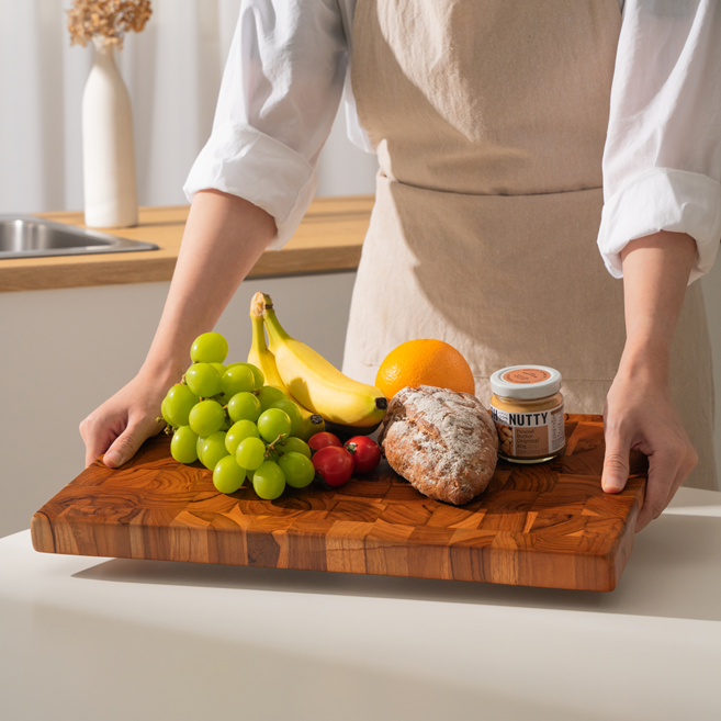 소도기 프리미엄 원목 엔드그레인 나무 도마 (캠핑/플레이팅/집들이선물), 1개, 티크