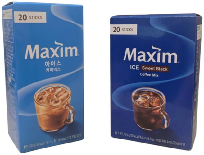 맥심 아이스커피믹스 20T+아이스 스위트블랙커피믹스 20T, 1개, 13g, 20 STICKS