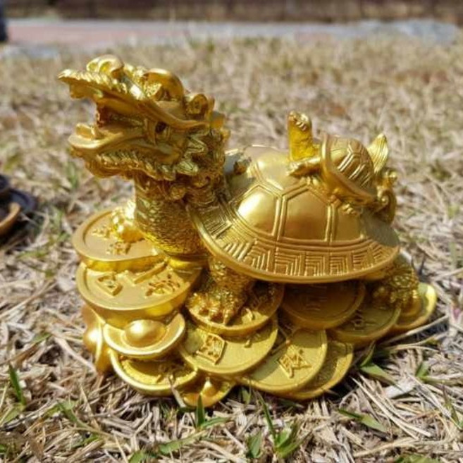이현아트 풍수인테리 소품 용머리거북이장식 용귀소품, 금색