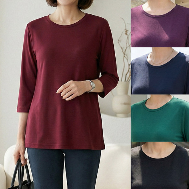 [엄마옷 로즈맘] 잉크기본라운드티셔츠