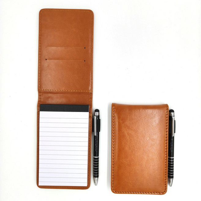 일상채움 휴대용 고급 pu 가죽 수첩 메모지 업무 비지니스, 1개, 브라운