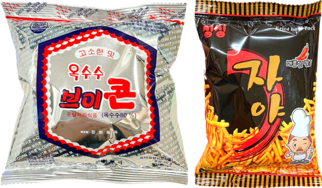 브이콘50g + 자야30g / 세트 추억의 옛날 과자 옥수수 라면땅 간식, 1세트, 80g