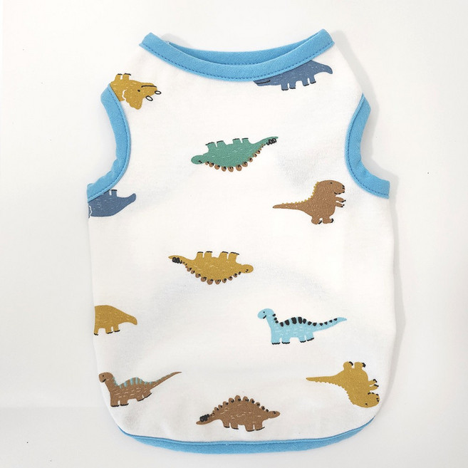 팻티아 애니멀 순면 강아지 나시티 메리야스 실내복, 공룡White, 1개