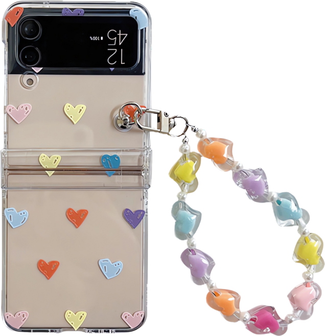 얌코 핸드폰 케이스 갤럭시 z플립3 z플립4 z플립5 z플립6 z플립7 힌지보호 휴대폰 케이스 실리콘 투명 하트 플라워