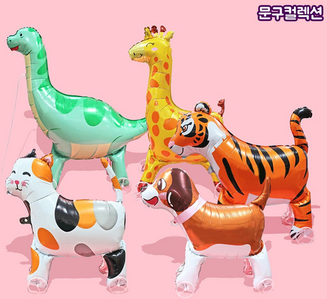 바퀴달린 산책풍선 동물모양 풍선 은박풍선 귀여운 파티용품 산책용 이동식 풍선, 1개, 기린