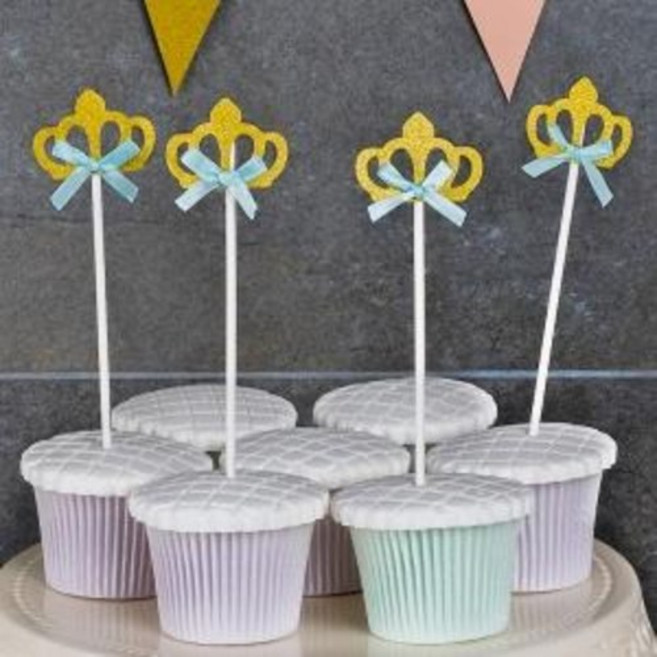 케이크토퍼 데코픽 4입 공주왕관 [골드], 단품