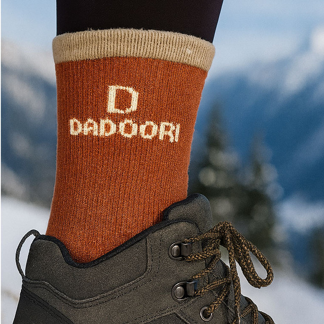 다두리 국산 메리노 울 장목 남여공용 등산양말, 1개, 캐럿오렌지