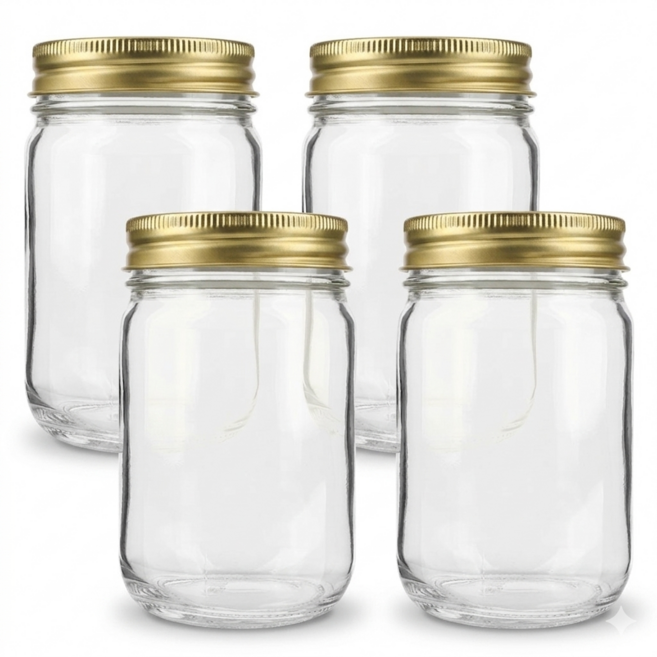 OS캐닝자380 유리병 골드 쨈병, 4개, 330ml
