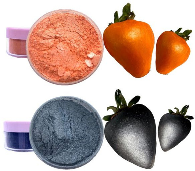 Capacillo's Cake Supplies 식용 글리터 펄 다이아몬드 광택 가루 케이크 장식용 로얄 블루와 실버 초콜릿 페인트 딸기 컵케이크 음료 젤리 샷 그리고 모든 디저, 검정 / 주황