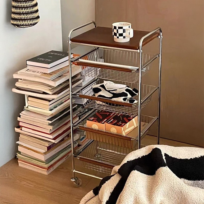 로얄다이아 메쉬 철제 수납장 미드센츄리 이동식 철제서랍장, 5단, 싱글 메쉬 철체 수납장