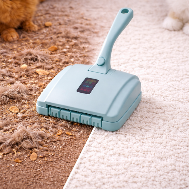 카펫 털 제거 브러시 반려동물 털 청소 러그 소파 침대 털 제거기, 민트, 1개