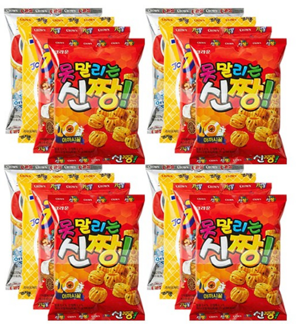 크라운 크크스낵 4번들 (신짱+카땅+죠리퐁+콘칲), 4개, 213g