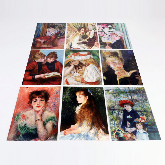 북키스 명화카드 르누아르 그림 감성 엽서, 09.소파에서 책 읽는 여인, 색상, 총 수량