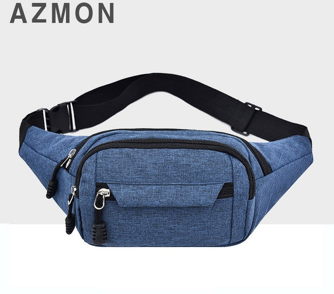 AZMON 심플 무지 옥스퍼드 힙색 가방 0.13kg 초경량 넓이24cm x 높이14cm x 두께10cm, 블루, 1개