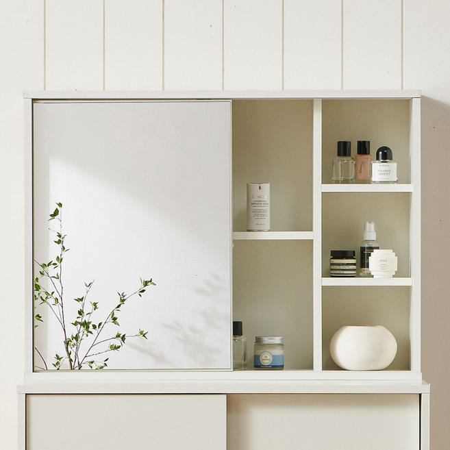 사사가구 뉴브리엘 슬라이딩 수납거울, 화이트