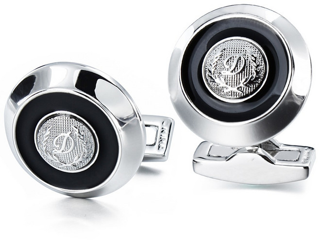 커프스링크 커프스버튼 커프스 명품커프스버튼 넥타이핀 커프스버튼명품 넥타이핀커프스세트 커프링크스 12mm HAWSON D 알파벳 이니셜 소매 단추 패션 원형 남성 검은색 법랑 셔츠